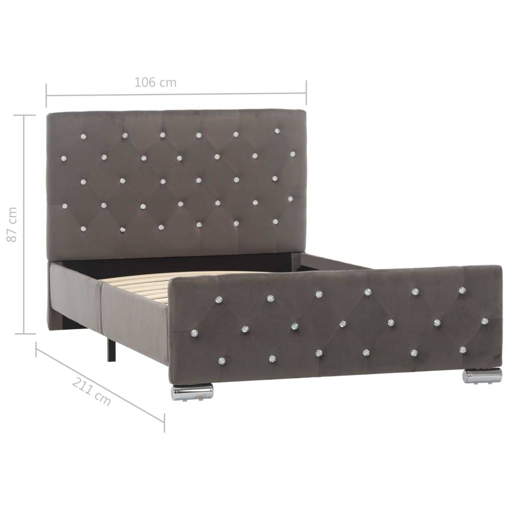 vidaXL Bettgestell Grau Samt 100x200 cm