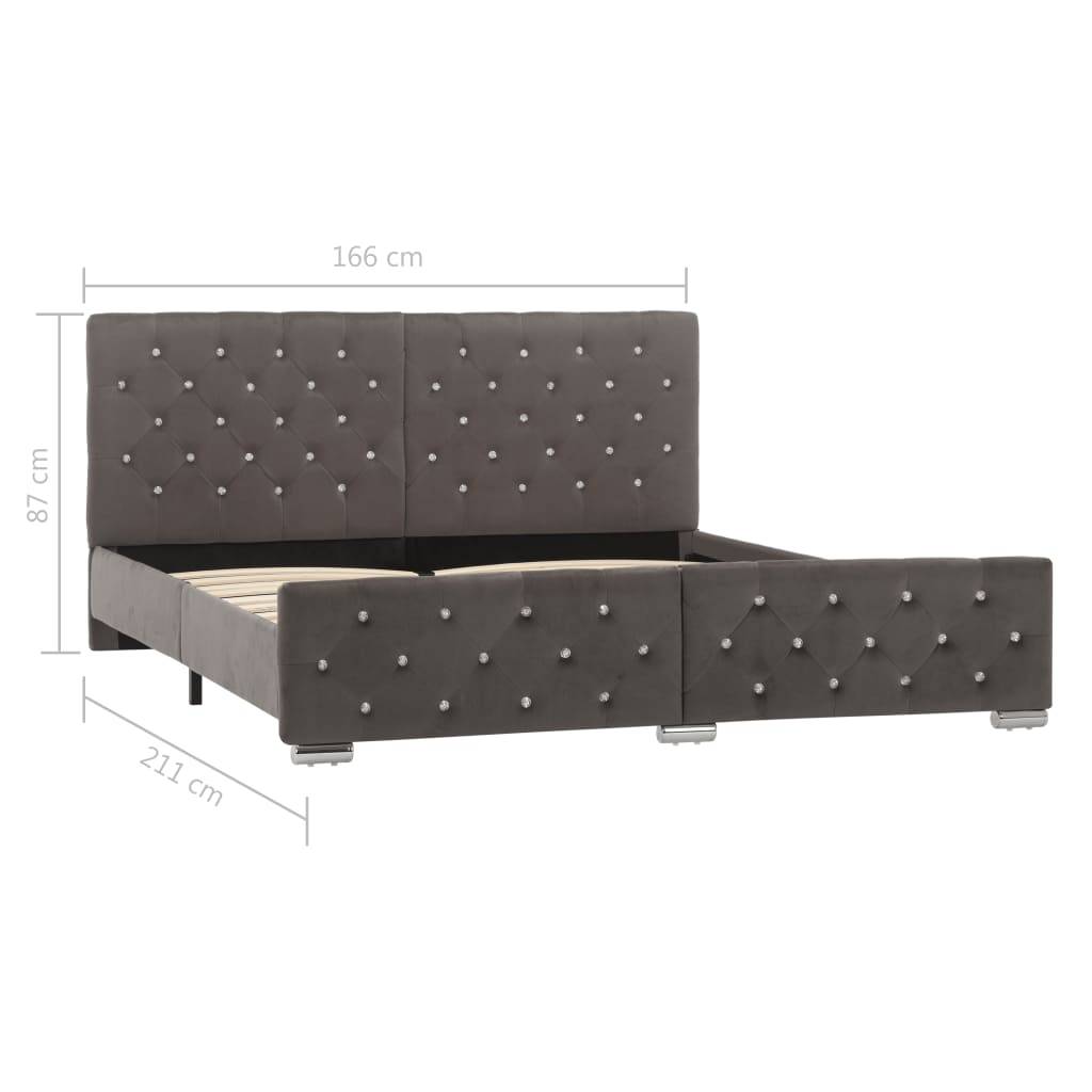 vidaXL Bettgestell Grau Samt 160x200 cm