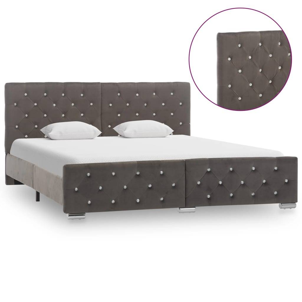 vidaXL Bettgestell Grau Samt 160x200 cm