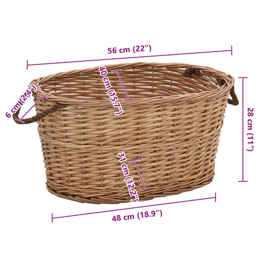 vidaXL Holzkorb mit Tragegriffen 56x40x28 cm Natur Weide