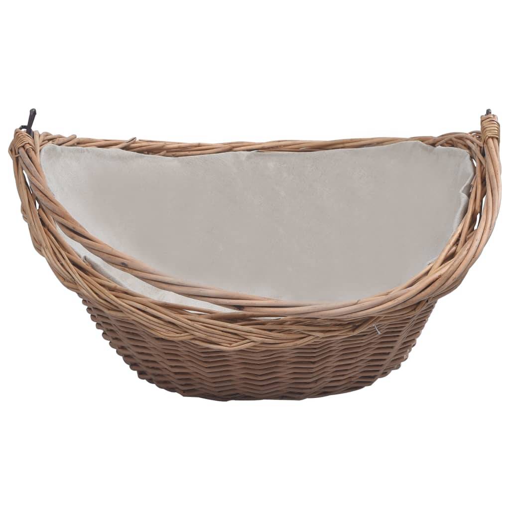 vidaXL Holzkorb mit Tragegriff 57 × 46 × 52 cm Braun Weide