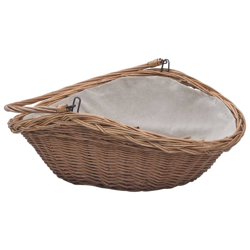 vidaXL Holzkorb mit Tragegriff 57 × 46 × 52 cm Braun Weide
