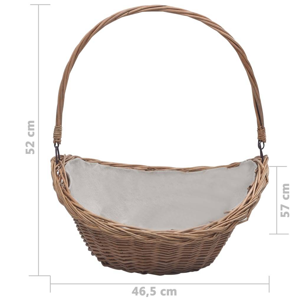 vidaXL Holzkorb mit Tragegriff 57 × 46 × 52 cm Braun Weide