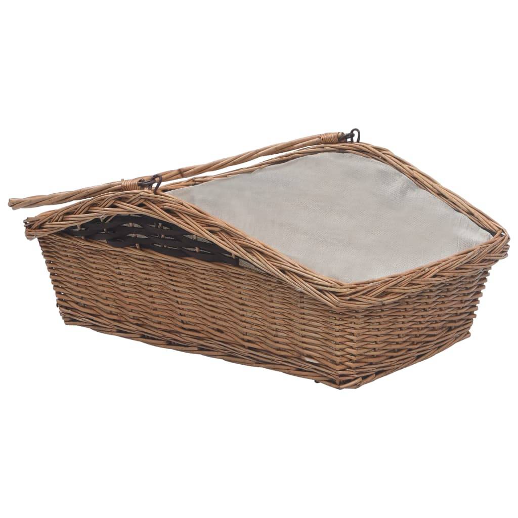 vidaXL Holzkorb mit Tragegriff 61,5 × 46,5 × 58 cm Braun Weide