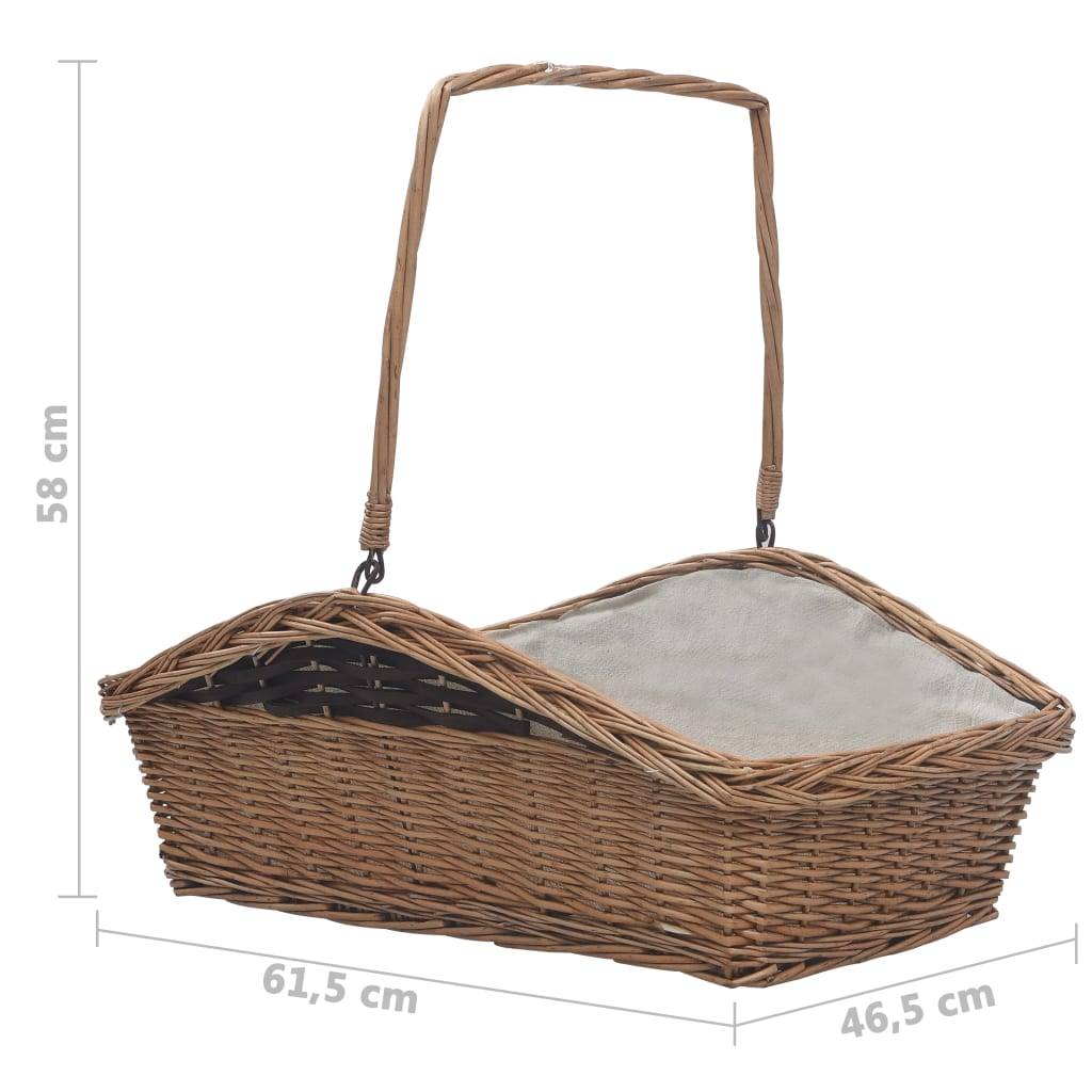vidaXL Holzkorb mit Tragegriff 61,5 × 46,5 × 58 cm Braun Weide