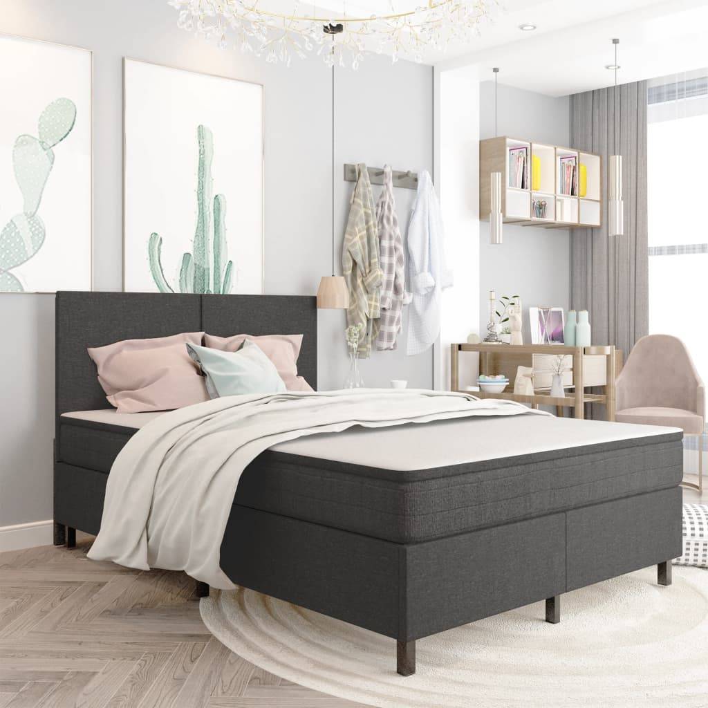 vidaXL Boxspring-Bettgestell Grau Stoff 180x200 cm