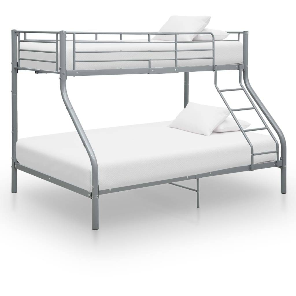 vidaXL Etagenbettgestell Grau Metall 140x200 cm/90x200 cm