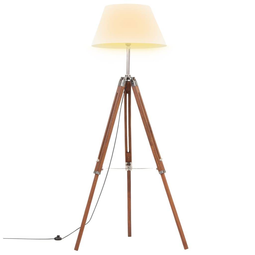 vidaXL Stativlampe Honigbraun und Weiß Teak Massivholz 141 cm