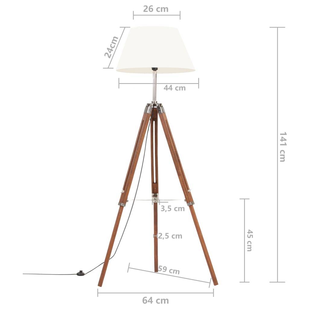 vidaXL Stativlampe Honigbraun und Weiß Teak Massivholz 141 cm