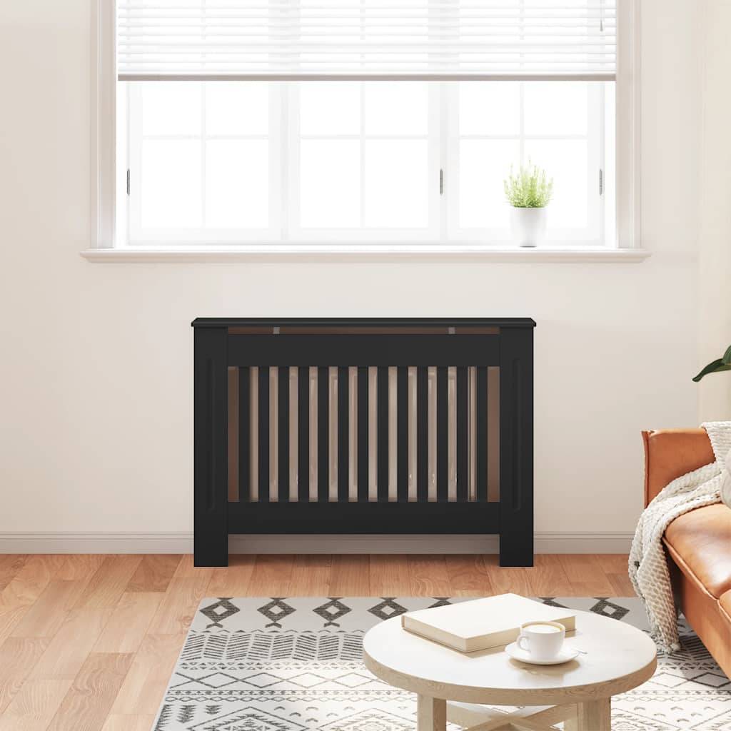 vidaXL Heizkörperverkleidung Schwarz 112x19x81,5 cm MDF