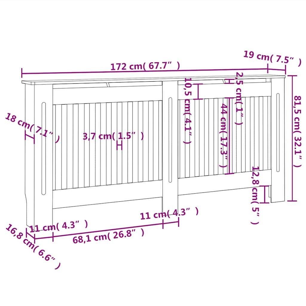 vidaXL Heizkörperverkleidung 172x19x81,5 cm MDF