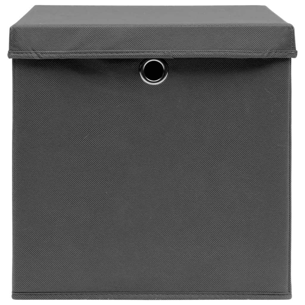 vidaXL Aufbewahrungsboxen mit Deckeln 4 Stk. Grau 32x32x32 cm Stoff
