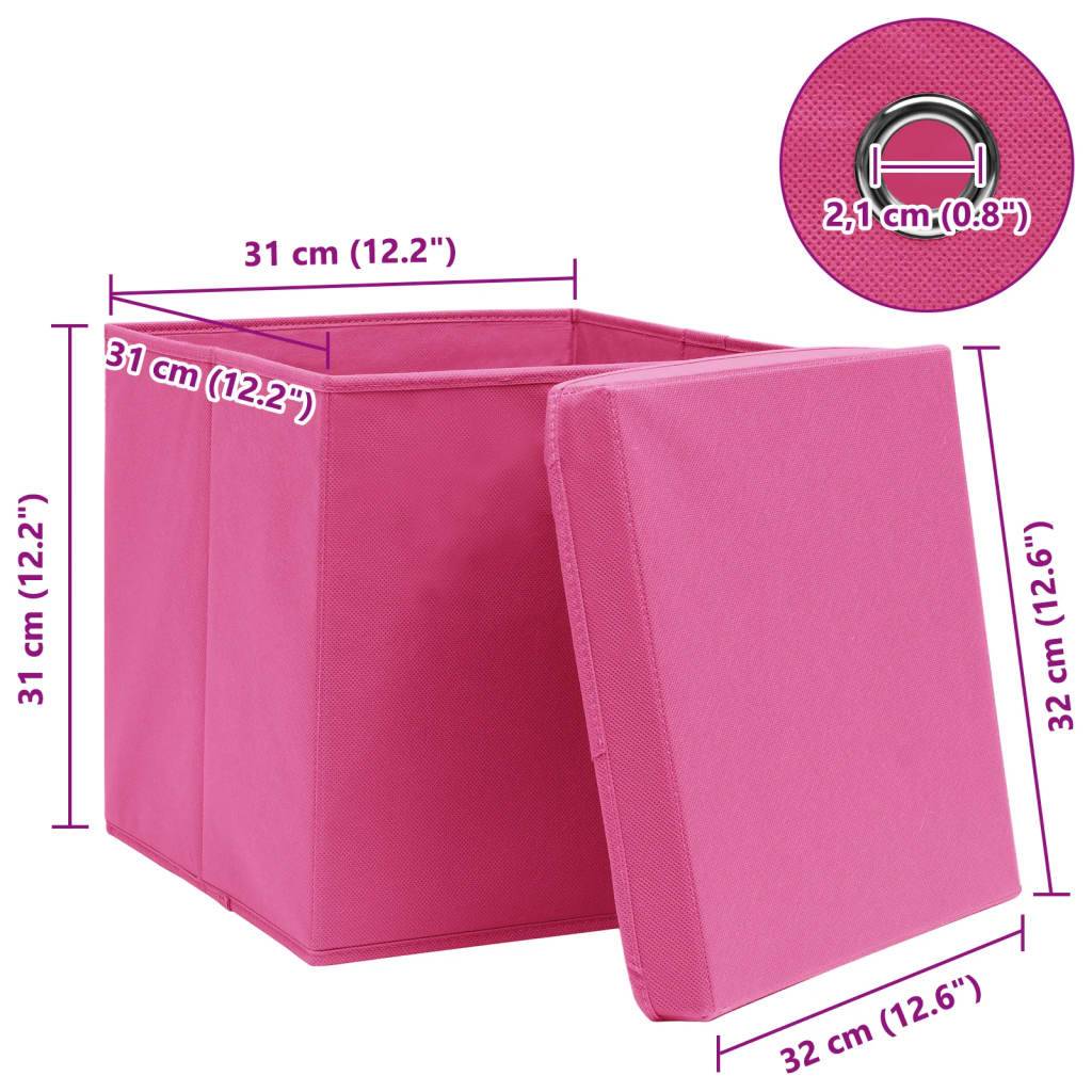 vidaXL Aufbewahrungsboxen mit Deckeln 10 Stk. Rosa 32x32x32 cm Stoff