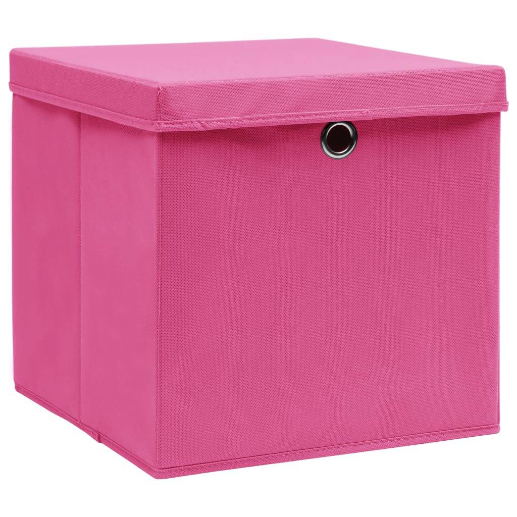 vidaXL Aufbewahrungsboxen mit Deckeln 10 Stk. Rosa 32x32x32 cm Stoff