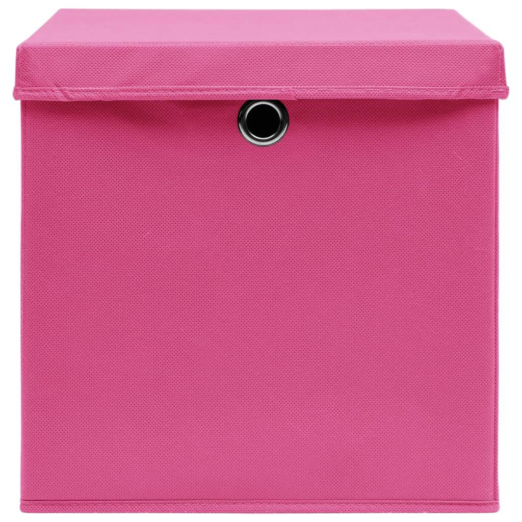 vidaXL Aufbewahrungsboxen mit Deckeln 10 Stk. Rosa 32x32x32 cm Stoff