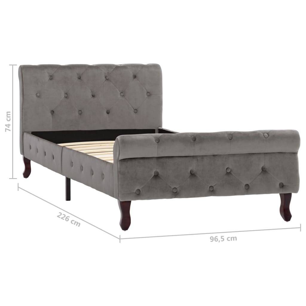 vidaXL Bettgestell Grau Samt 90 x 200 cm