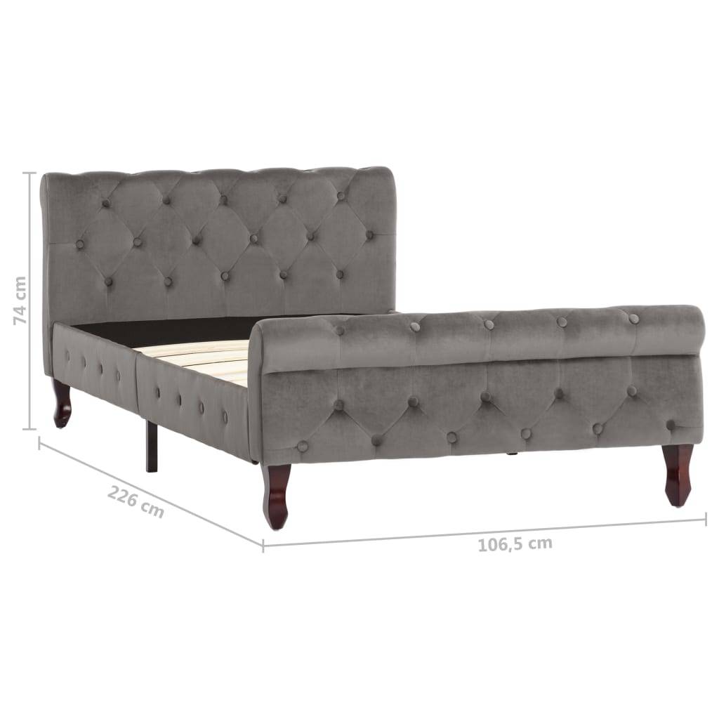 vidaXL Bettgestell Grau Samt 100 x 200 cm