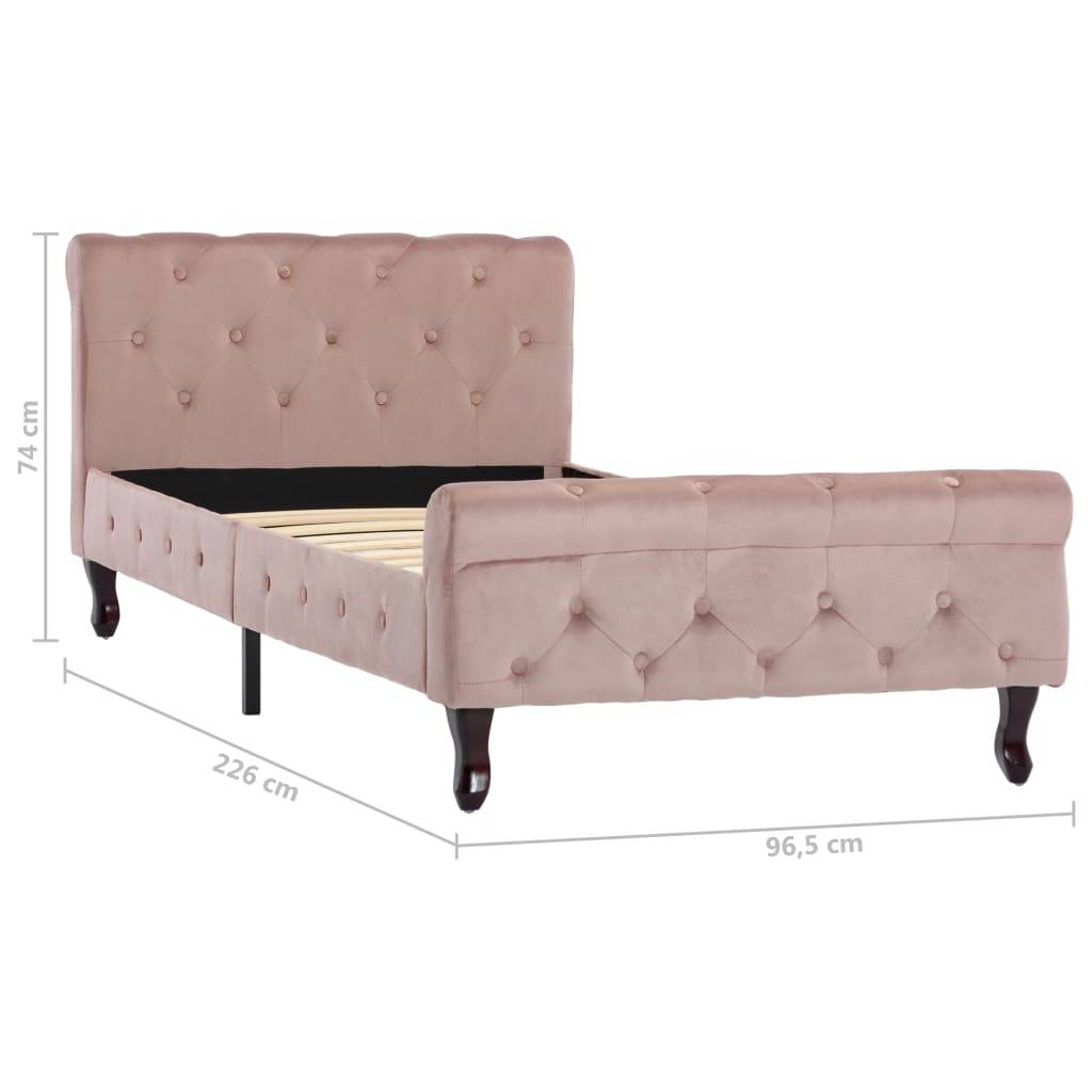 vidaXL Bettgestell Rosa Samt 90x200 cm