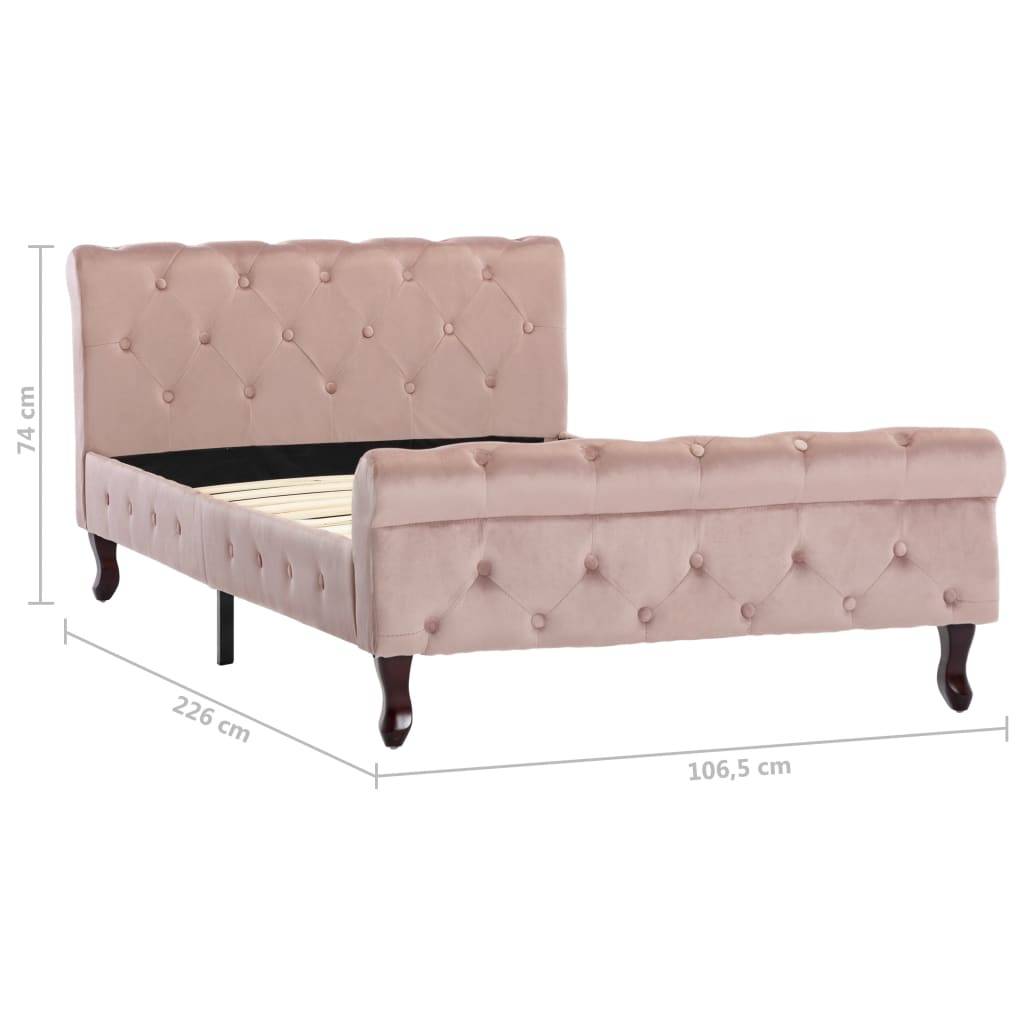 vidaXL Bettgestell Rosa Samt 100 x 200 cm