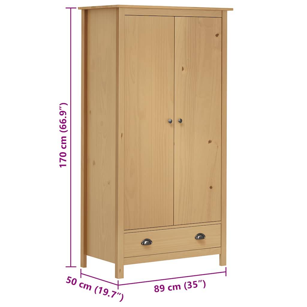 vidaXL Kleiderschrank mit 2 Türen Hill 89x50x170 cm Massivholz Kiefer