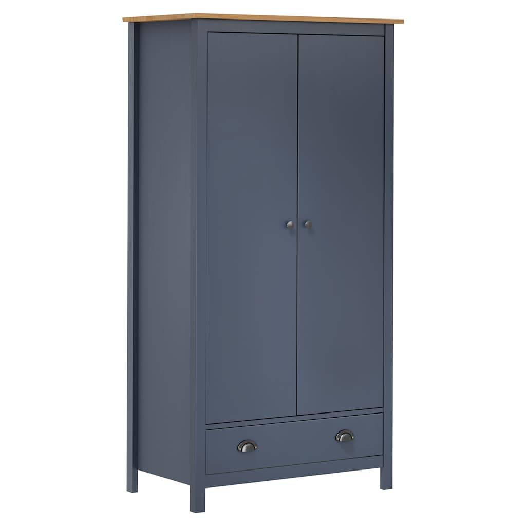 vidaXL Kleiderschrank mit 2 Türen Hill Grau 89x50x170 cm Kiefernholz
