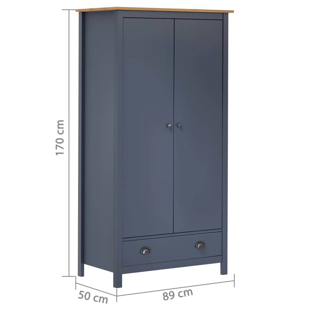 vidaXL Kleiderschrank mit 2 Türen Hill Grau 89x50x170 cm Kiefernholz