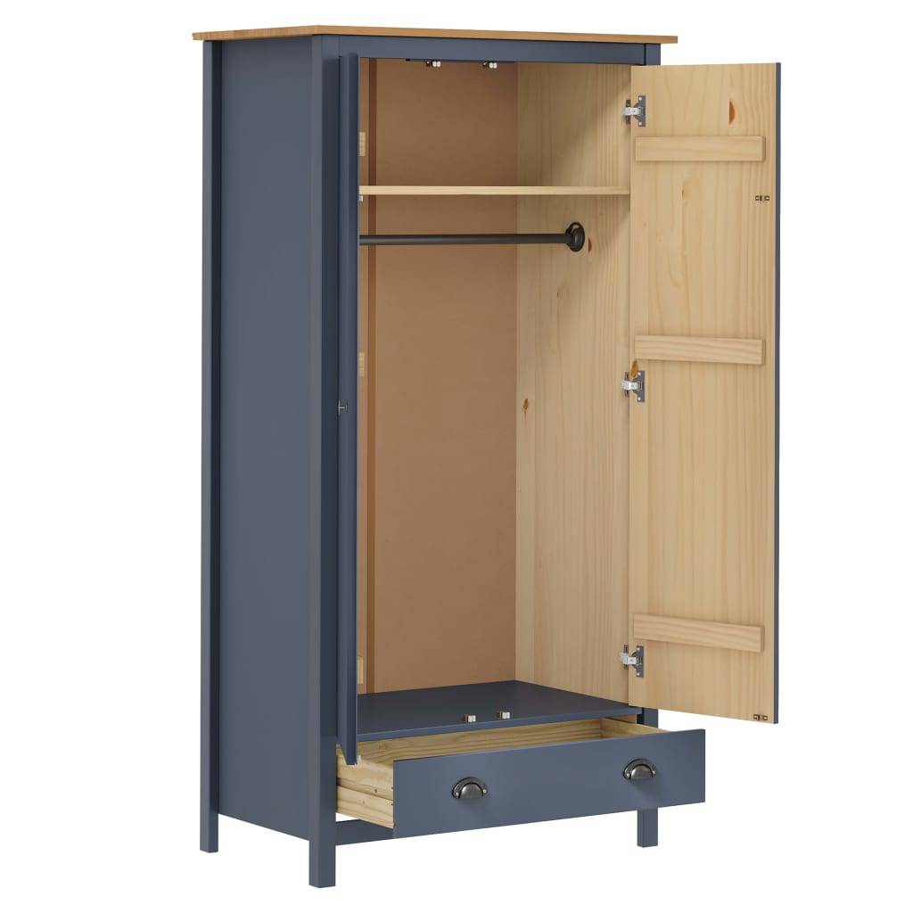 vidaXL Kleiderschrank mit 2 Türen Hill Grau 89x50x170 cm Kiefernholz