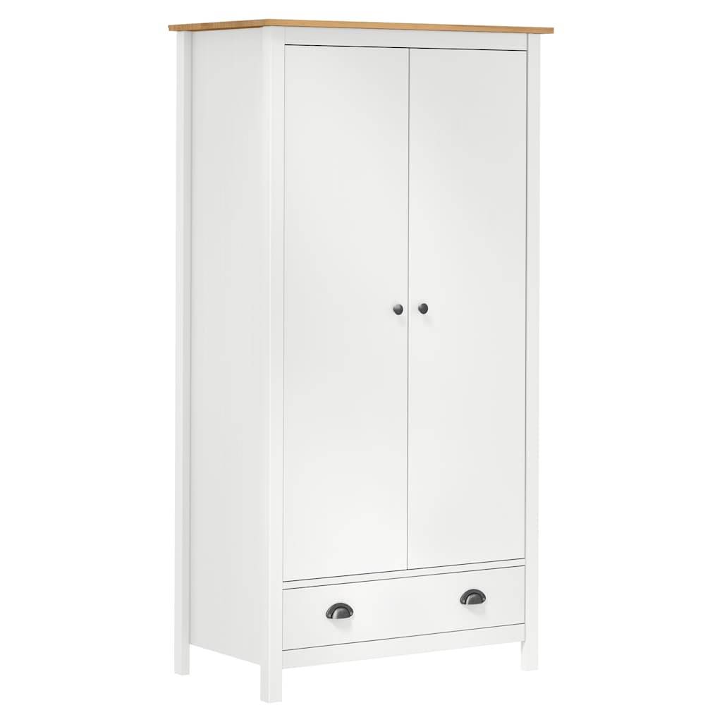 vidaXL Kleiderschrank mit 2 Türen Hill Weiß 89x50x170 cm Kiefernholz