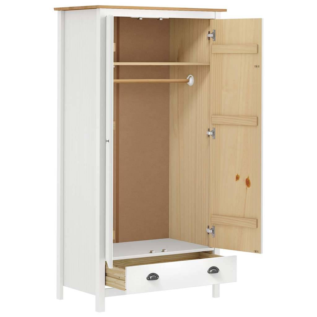 vidaXL Kleiderschrank mit 2 Türen Hill Weiß 89x50x170 cm Kiefernholz
