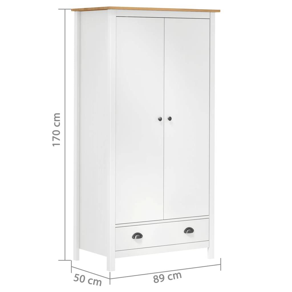 vidaXL Kleiderschrank mit 2 Türen Hill Weiß 89x50x170 cm Kiefernholz