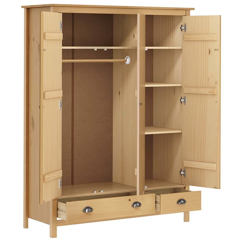 vidaXL Kleiderschrank mit 3 Türen Hill 127x50x170cm Massivholz Kiefer