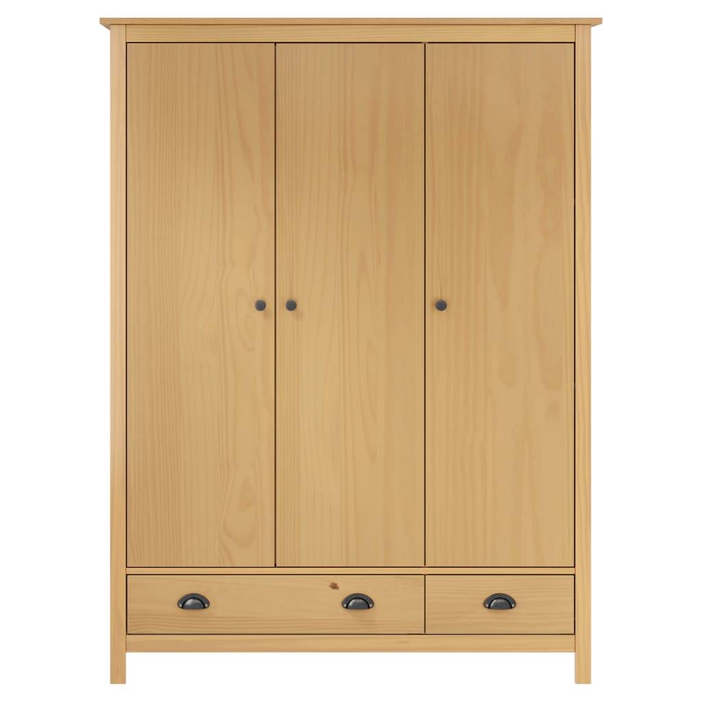 vidaXL Kleiderschrank mit 3 Türen Hill 127x50x170cm Massivholz Kiefer