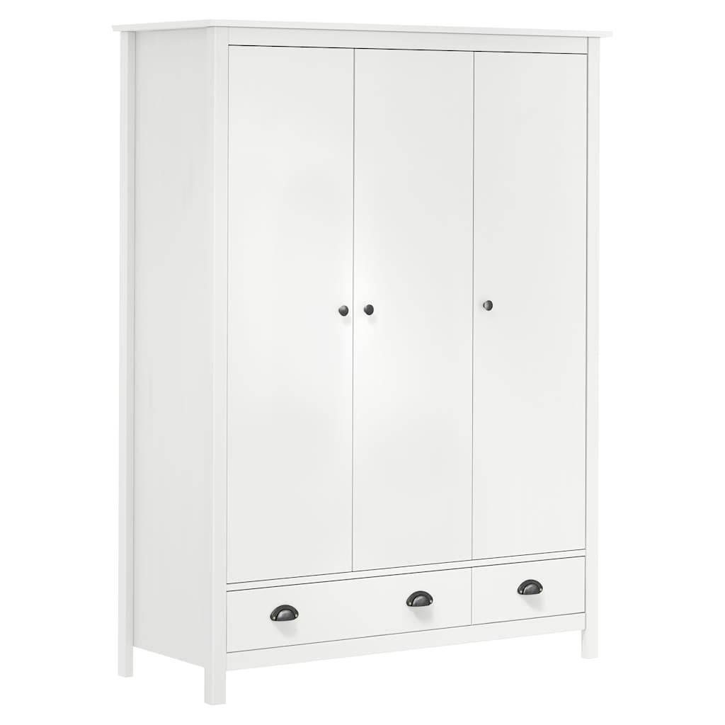 vidaXL Kleiderschrank mit 3 Türen Hill Weiß 127x50x170 cm Kiefernholz