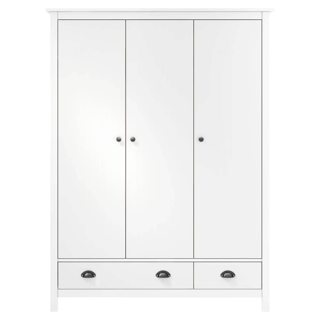 vidaXL Kleiderschrank mit 3 Türen Hill Weiß 127x50x170 cm Kiefernholz