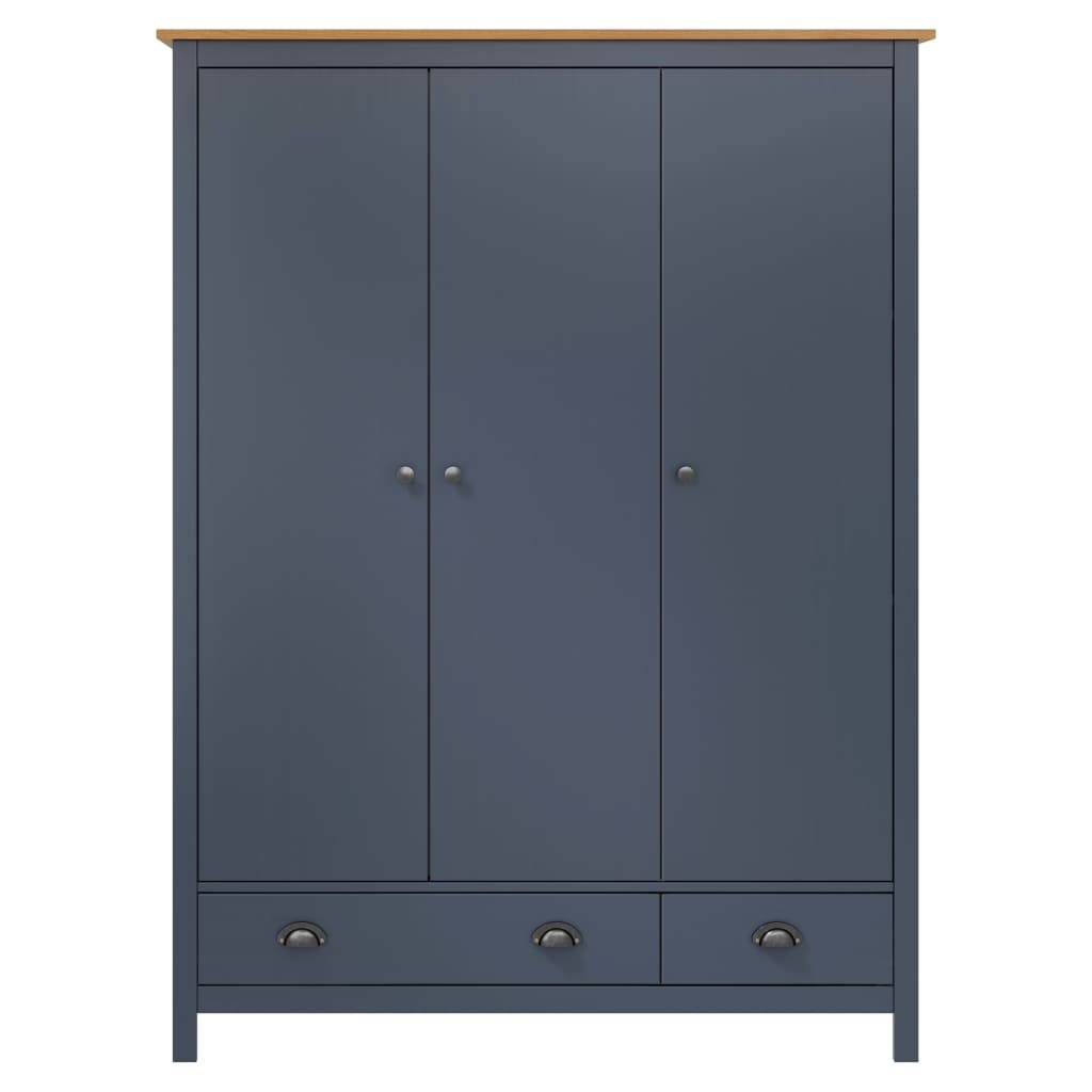 vidaXL Kleiderschrank mit 3 Türen Hill Grau 127x50x170 cm Kiefernholz