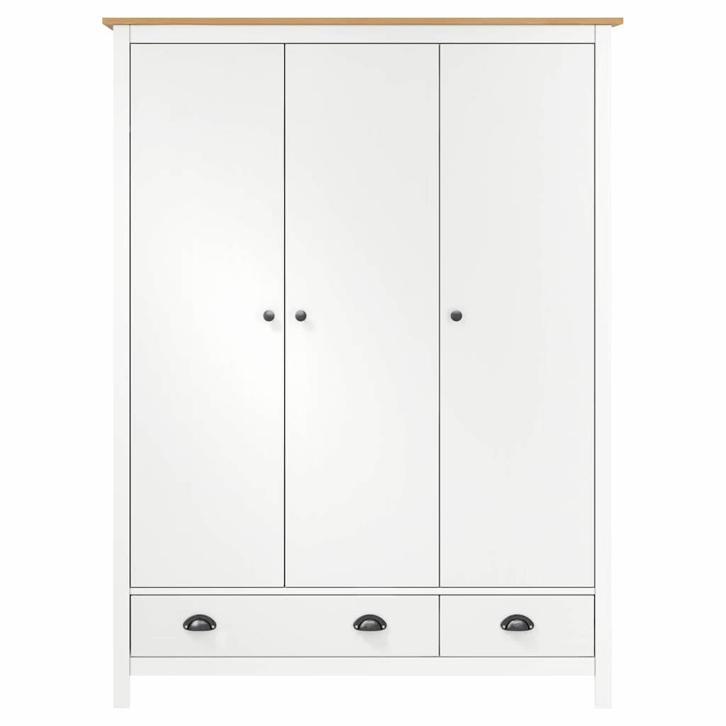 vidaXL Kleiderschrank mit 3 Türen Hill Weiß 127x50x170 cm Kiefernholz