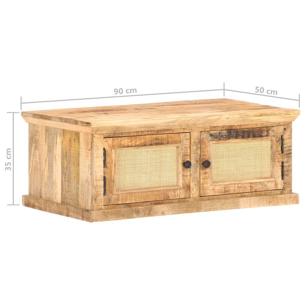 vidaXL Couchtisch 90x50x35 cm Massivholz Mango und Naturgeflecht