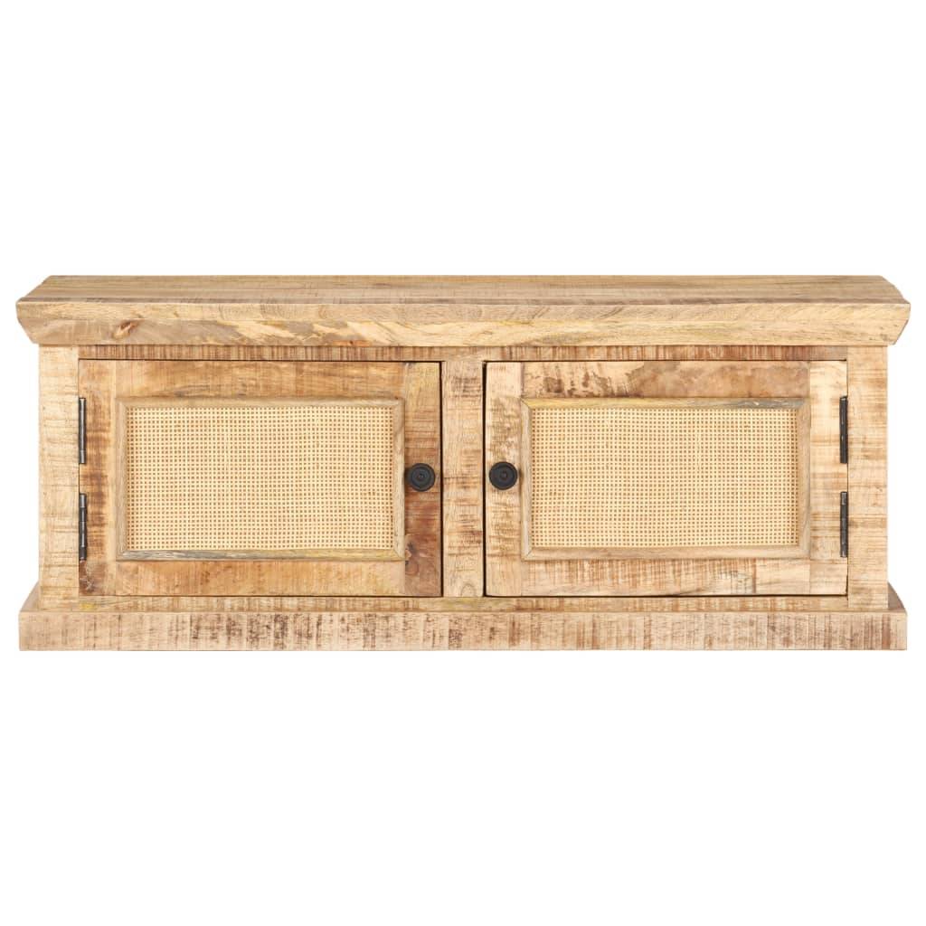 vidaXL Couchtisch 90x50x35 cm Massivholz Mango und Naturgeflecht