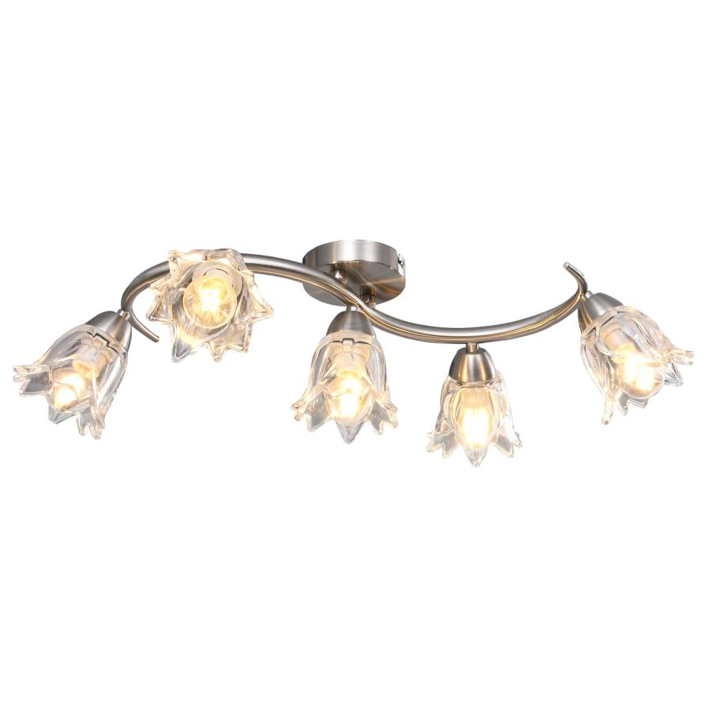 vidaXL Deckenleuchte mit Glasschirmen für 5 E14 Glühlampen