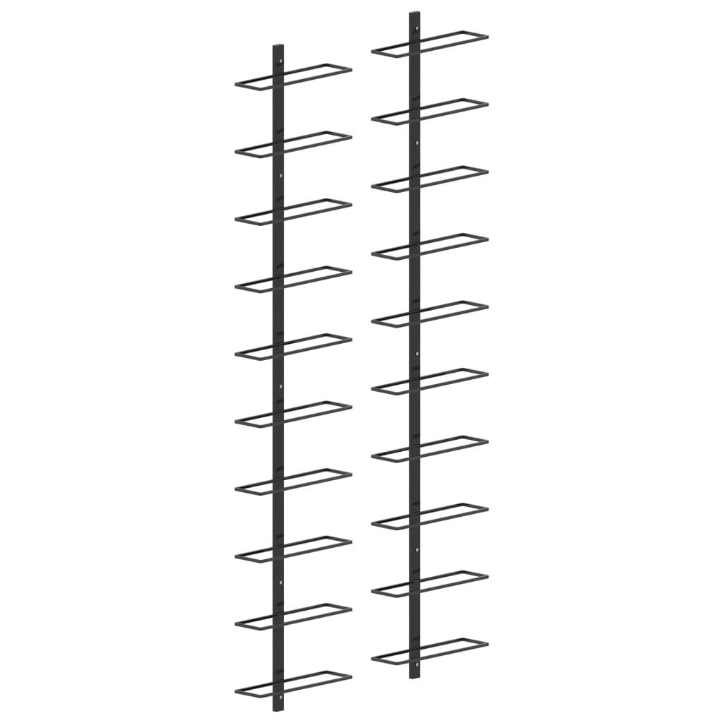 vidaXL Wand-Weinregale für 20 Flaschen 2 Stk. Schwarz Metall