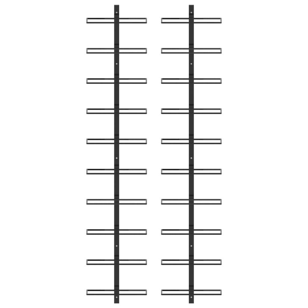 vidaXL Wand-Weinregale für 20 Flaschen 2 Stk. Schwarz Metall