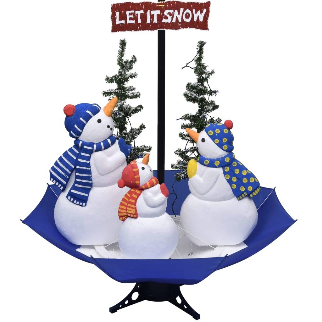vidaXL Weihnachtsbaum mit Schnee und Schirm-Fuß Blau 170 cm PVC