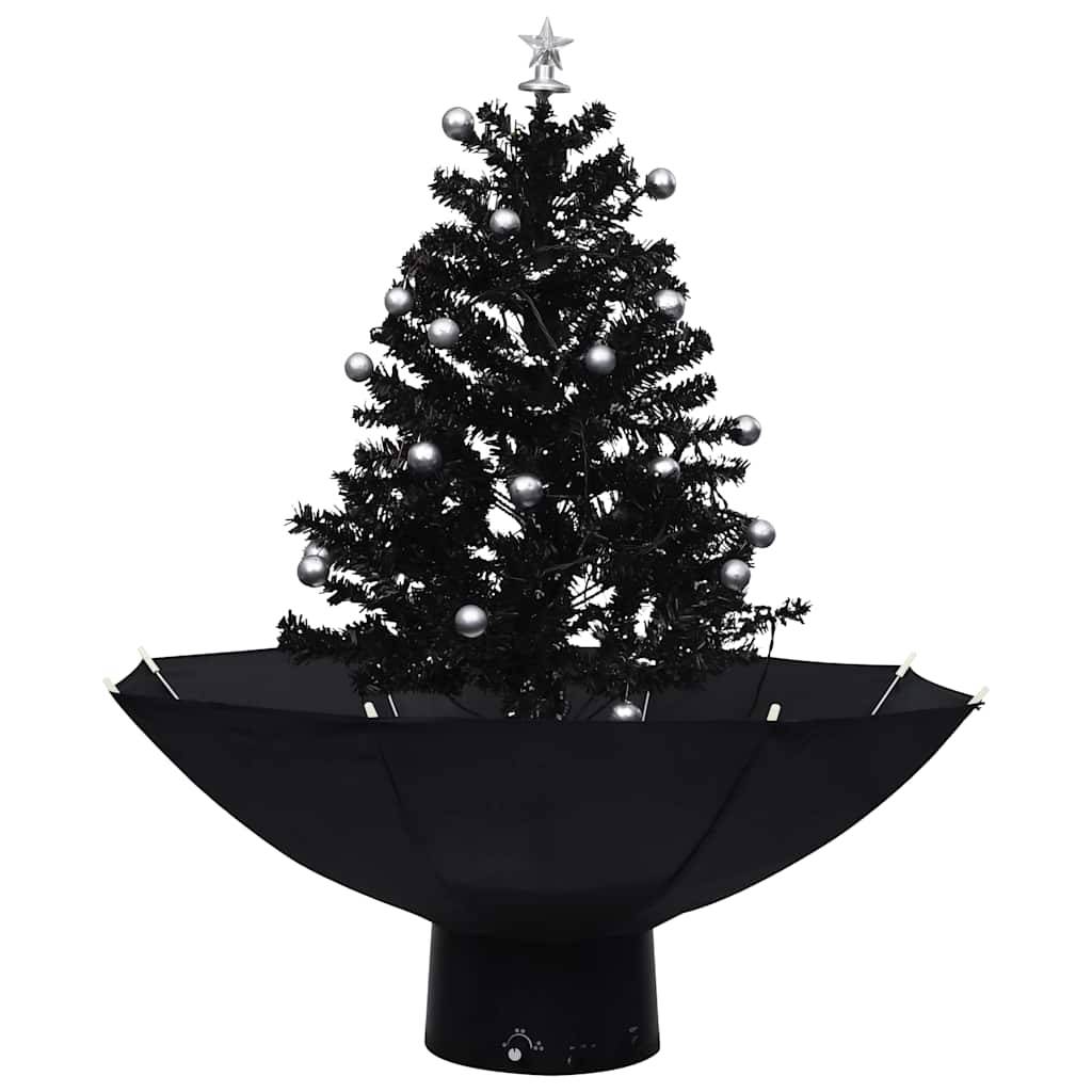 vidaXL Schneiender Weihnachtsbaum mit Schirmfuß Schwarz 75 cm PVC