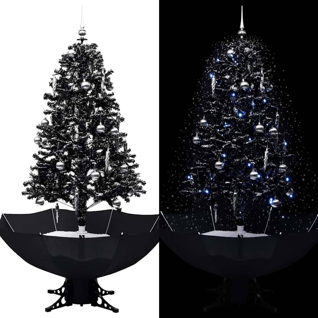 vidaXL Schneiender Weihnachtsbaum mit Schirmfuß Schwarz 170 cm PVC