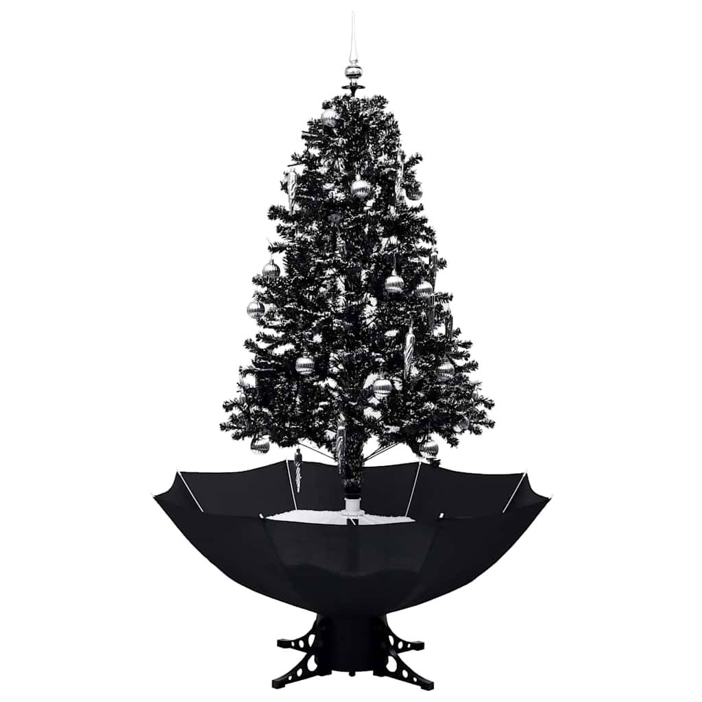 vidaXL Schneiender Weihnachtsbaum mit Schirmfuß Schwarz 170 cm PVC