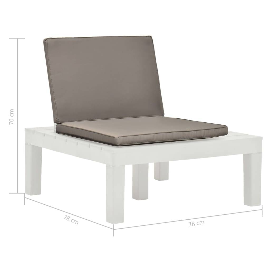 vidaXL Gartenstühle mit Auflagen 4 Stk. Kunststoff Weiß