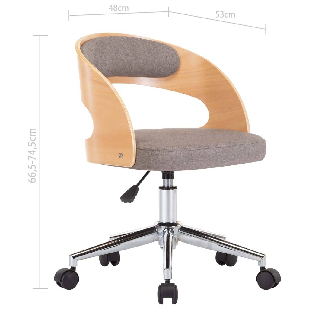 vidaXL Esszimmerstühle 2 Stk. Drehbar Taupe Bugholz und Stoff