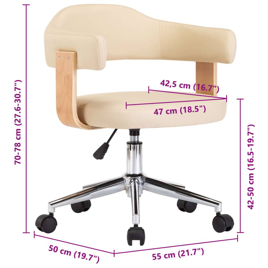 vidaXL Esszimmerstuhl Drehbar Creme Bugholz und Kunstleder