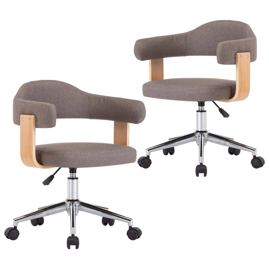 vidaXL Esszimmerstühle 2 Stk. Drehbar Taupe Bugholz und Stoff