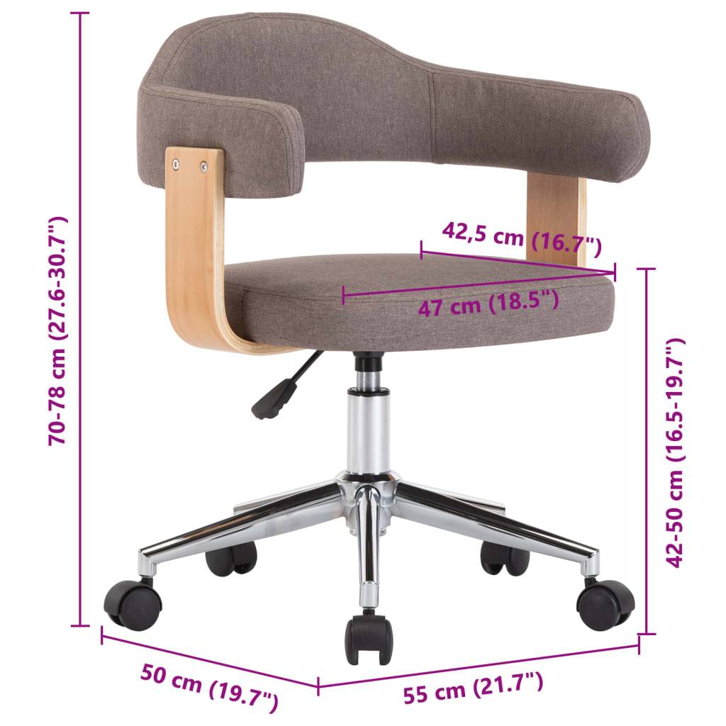 vidaXL Esszimmerstühle 2 Stk. Drehbar Taupe Bugholz und Stoff